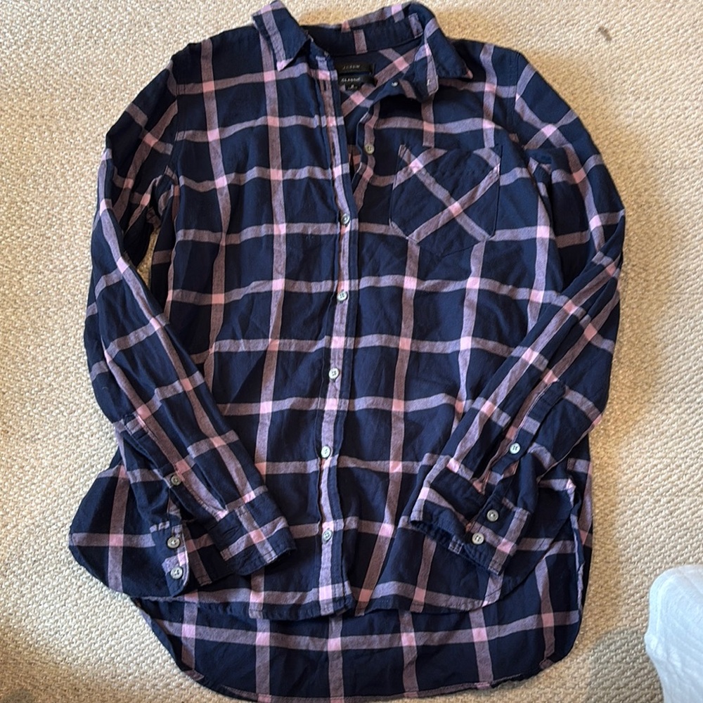 J. Crew Blue and Pink Casual Button Down Shirt